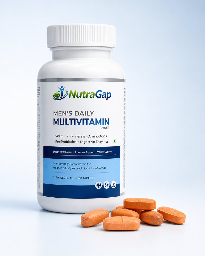 NutraGap multivitamin bottle with film-coated tablets